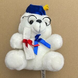 Charming Stuffed White Graduation Bear